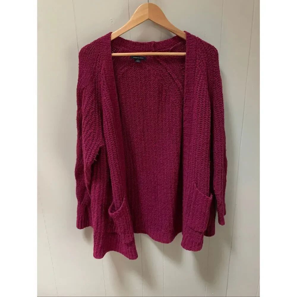 AMERICAN EAGLE OUTFITTERS MAGENTA LONG OPEN CARDIGAN SIZE L/XL